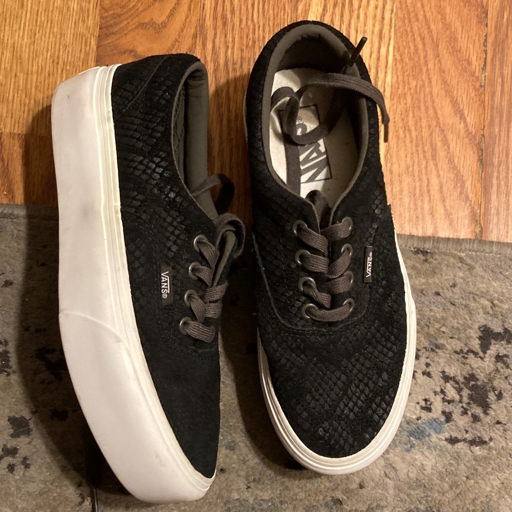 Vans Black and White Textured Sneakers